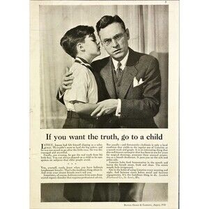 Listerine Mouthwash "If you want the truth, go to a child" Vintage Print Ad 1936